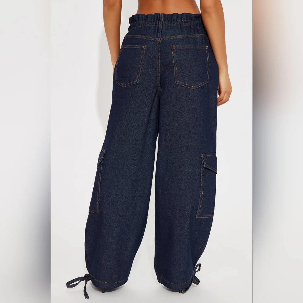 Fashion Nova MIA High Rise Cargo Jeans SZ LG - Picture 3 of 3